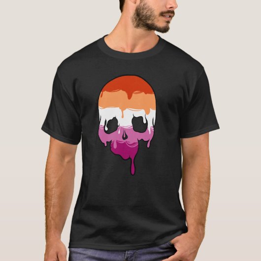 Lesbischer Pride Dripping Skull T-Shirt (Vorderseite)
