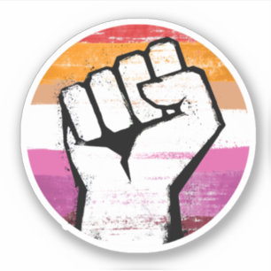 Lesbischer Pride Fist Circle Print Aufkleber