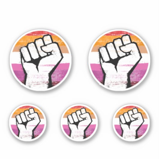 Lesbischer Pride Fist Circle Print Aufkleber (Vorderseite)