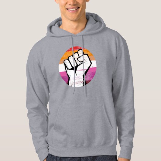 Lesbischer Pride Fist Circle Print Hoodie (Vorderseite)