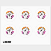 Lesbischer Pride Fist Circle Print Runder Aufkleber (Blatt)