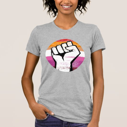 Lesbischer Pride Fist Circle Print T-Shirt (Vorderseite)