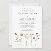 Lesbischer Pride Floral QR Code Hochzeit Einladung (Vorderseite)