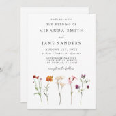 Lesbischer Pride Floral QR Code Hochzeit Einladung (Vorne/Hinten)