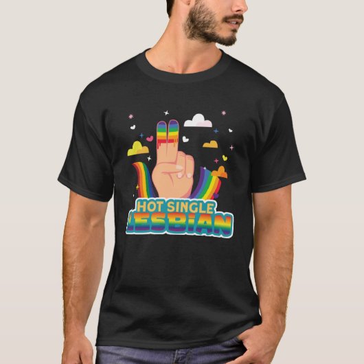Lesbischer Pride Hot Single Lesbian Flag T-Shirt (Vorderseite)
