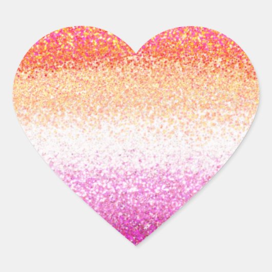 Lesbischer Pride Pink Glitzer Gradient Sparkle Herz-Aufkleber (Vorderseite)