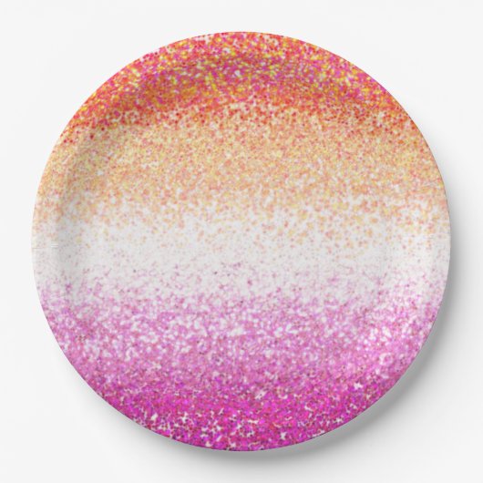 Lesbischer Pride Pink Glitzer Gradient Sparkle Pappteller (Vorderseite)