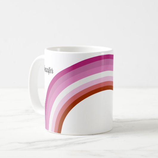 Lesbischer Pride Pink Rainbow Flag Monogram Kaffeetasse (Vorderseite Links)
