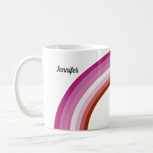Lesbischer Pride Pink Rainbow Flag Monogram Kaffeetasse (Links)