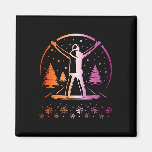 Lesbischer Pride Subtle Lgbtq Snowboarden Winter O Magnet (Vorne)