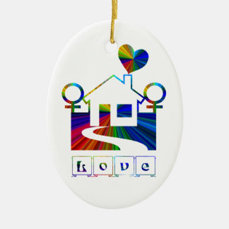 Lesbischer Regenbogen Zuhause-mit Sprichwort Keramik Ornament