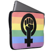 Lesbischer Stolz-feministische Faust verblaßte Laptopschutzhülle (Vorne Rechts)