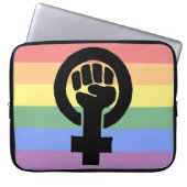 Lesbischer Stolz-feministische Faust verblaßte Laptopschutzhülle (Vorderseite)