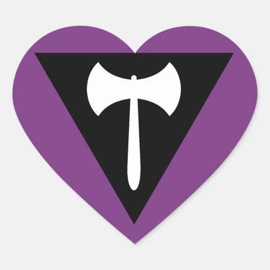 Lesbischer Stolz-Flag Lila Ax Herz-Aufkleber (Vorderseite)