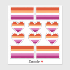 Lesbischer Stolz - Herz und Flaggen-Aufkleber Aufkleber