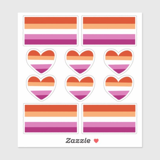 Lesbischer Stolz - Herz und Flaggen-Aufkleber Aufkleber (Blatt)