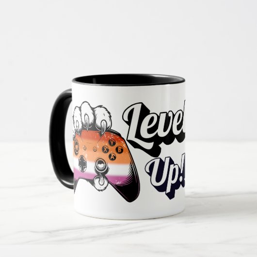 Lesbischer Stolz Level Up Tiger Pfoten Controller Tasse (Vorderseite Links)