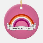 Lesbischer Stolz Regenbogenschmuck Keramik Ornament (Hinten)