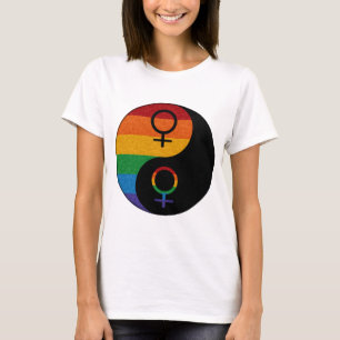Lesbischer Stolz Yin und Yang T-Shirt