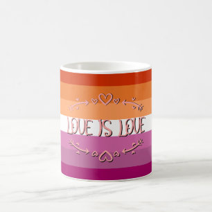 Lesbischer Stolzmonat Love is Love Tasse