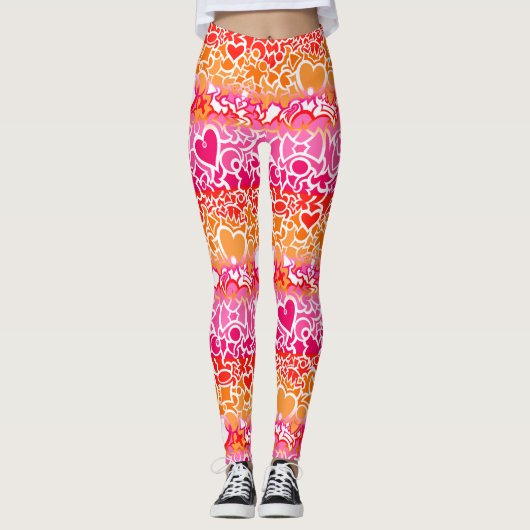 Lesbischer Sunset Pride Squiggle Leggings (Vorderseite)