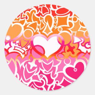 Lesbischer Sunset Pride Squiggle Runder Aufkleber