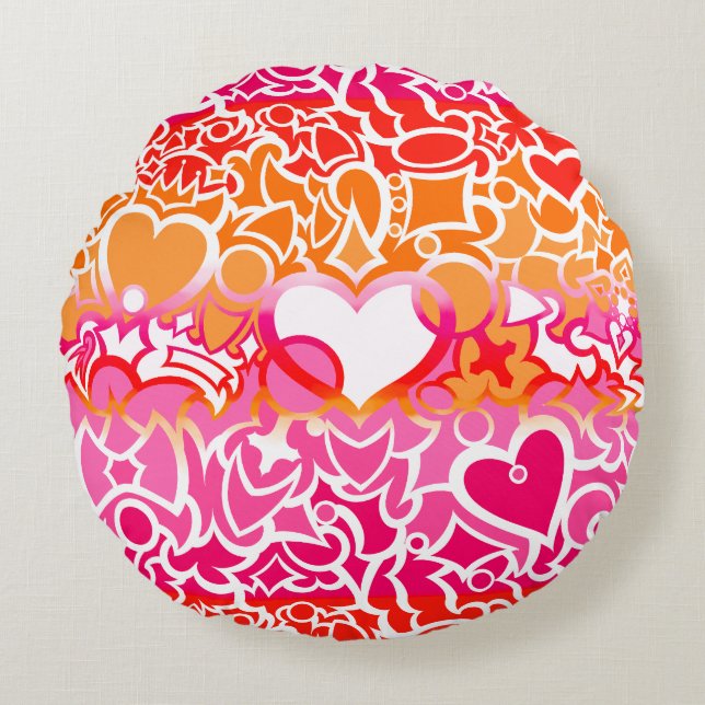 Lesbischer Sunset Pride Squiggle Rundes Kissen (Vorderseite)