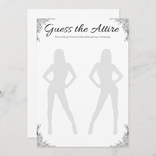 Lesbisches Brautparty Game, raten Sie der Kleidung Einladung (Vorne/Hinten)