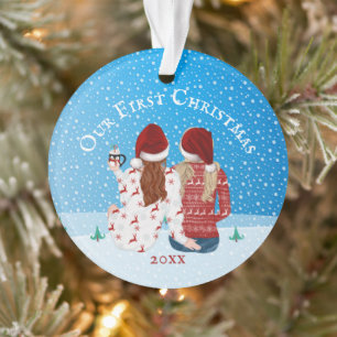 Lesbisches Ehepaar Mrs & Mrs. First Weihnachten FO Ornament