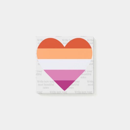 Lesbisches Flaggenherz Post-it Klebezettel (Vorderseite)
