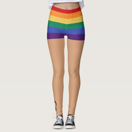 Lesbisches Frauenzeichen Rainbow Leggings (Vorderseite)