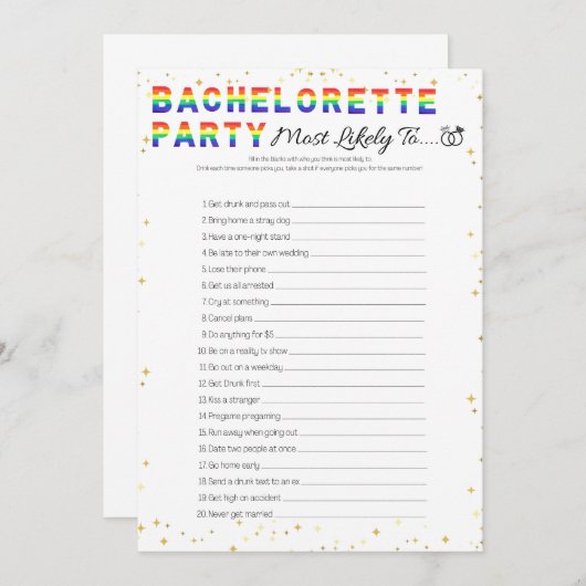 Lesbisches Junggeselinnen-Abschied-Spiel, das höch Einladung (Vorne/Hinten)