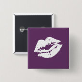 LESBISCHES LIPPENsymbol-WEISS Button (Vorne & Hinten)