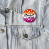 Lesbisches Mädchen-Flaggen-Verlauf Schwerhörigkeit Button (Beispiel)