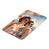 Lesbisches Paar im Retro Sapphic Beach Party Magnet (Linke Seite)