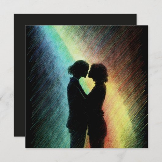 Lesbisches Paar in Rainbow Feiertagskarte (Vorne/Hinten)