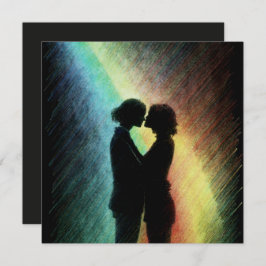 Lesbisches Paar in Rainbow Feiertagskarte