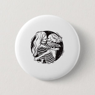 Lesbisches Paar Lgbtq Pride Skelette küssen Valen Button