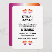 Lesbisches Paar minimalistische Hochzeit Einladung (Vorne/Hinten)