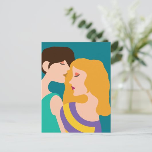 Lesbisches Paar Schöne Frauen in der Liebe Zeichne Postkarte (Stehend Vorderseite)