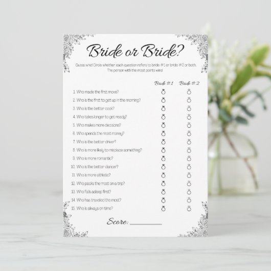 Lesbisches Polterabend Game, Bridge oder Bride, Einladung (Stehend Vorderseite)