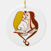 Lesbisches Romance Rotes u. weiß Keramikornament (Hinten)