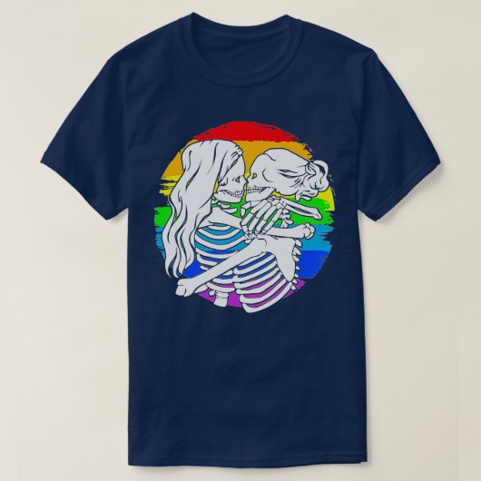 Lesbisches Skelettpärchen - Stolz auf Lesben für H T-Shirt (Design vorne)
