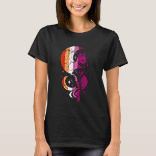 Lesbisches Stolz Himmels Katze Mond Mystisches Des T-Shirt