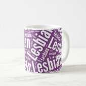 LESBISCHES WORT-MUSTER-WEISS - .PNG KAFFEETASSE (VorderseiteRechts)