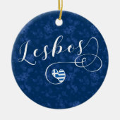 Lesbos, griechisches Herz in Flag, Griechenland Keramik Ornament (Vorne)