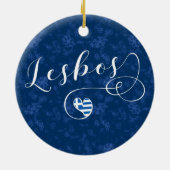 Lesbos, griechisches Herz in Flag, Griechenland Keramik Ornament (Hinten)