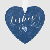 Lesbos, griechisches Herz in Flag, Griechenland Sc Ornament (Rückseite)