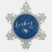 Lesbos, griechisches Herz in Flag, Griechenland Schneeflocken Zinn-Ornament (Vorderseite)