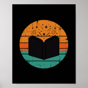 Lese Kinderbücher lustige Retro Männer im Vintage  Poster